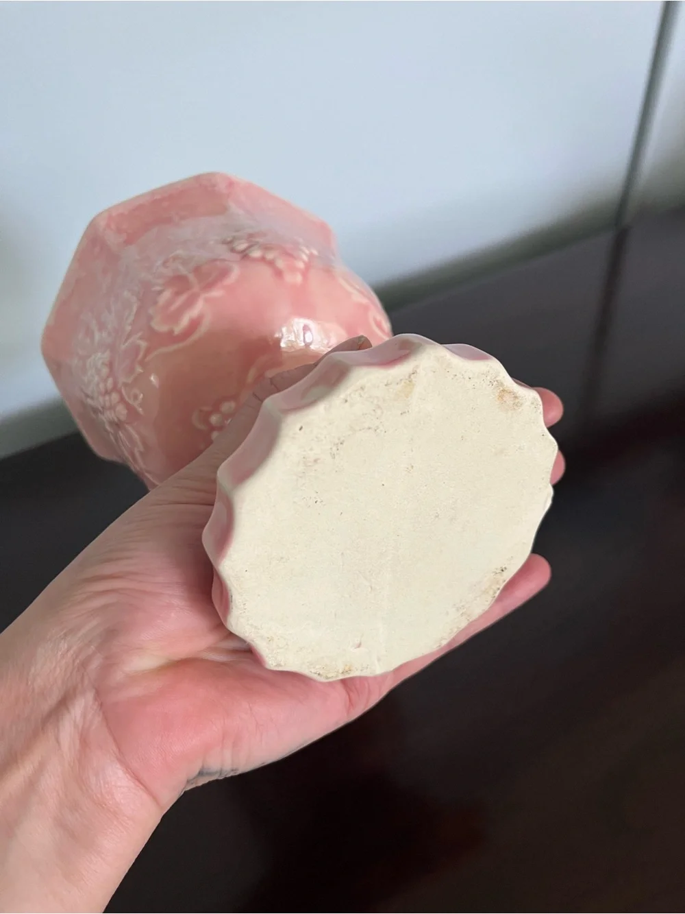 Vintage Pink Ceramic Grape Compote - Unbranded